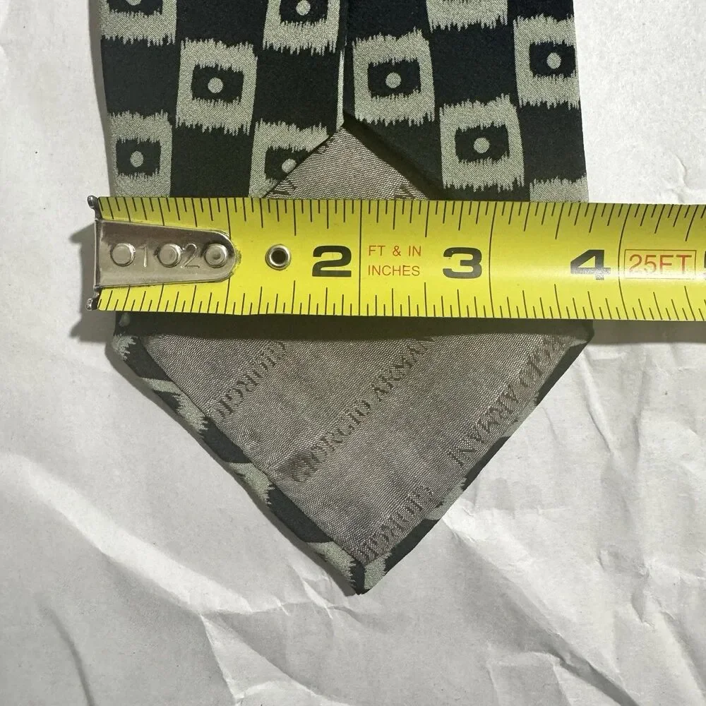 GIORGIO ARMANI Cravatte Vintage Silk Necktie Geometric Black 56